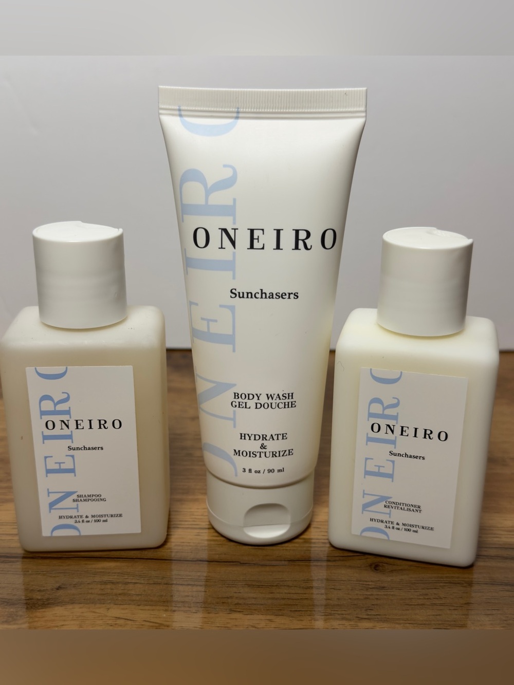 NEW ONEIRO Sunchasers Travel Set Shampoo Conditioner Body Wash